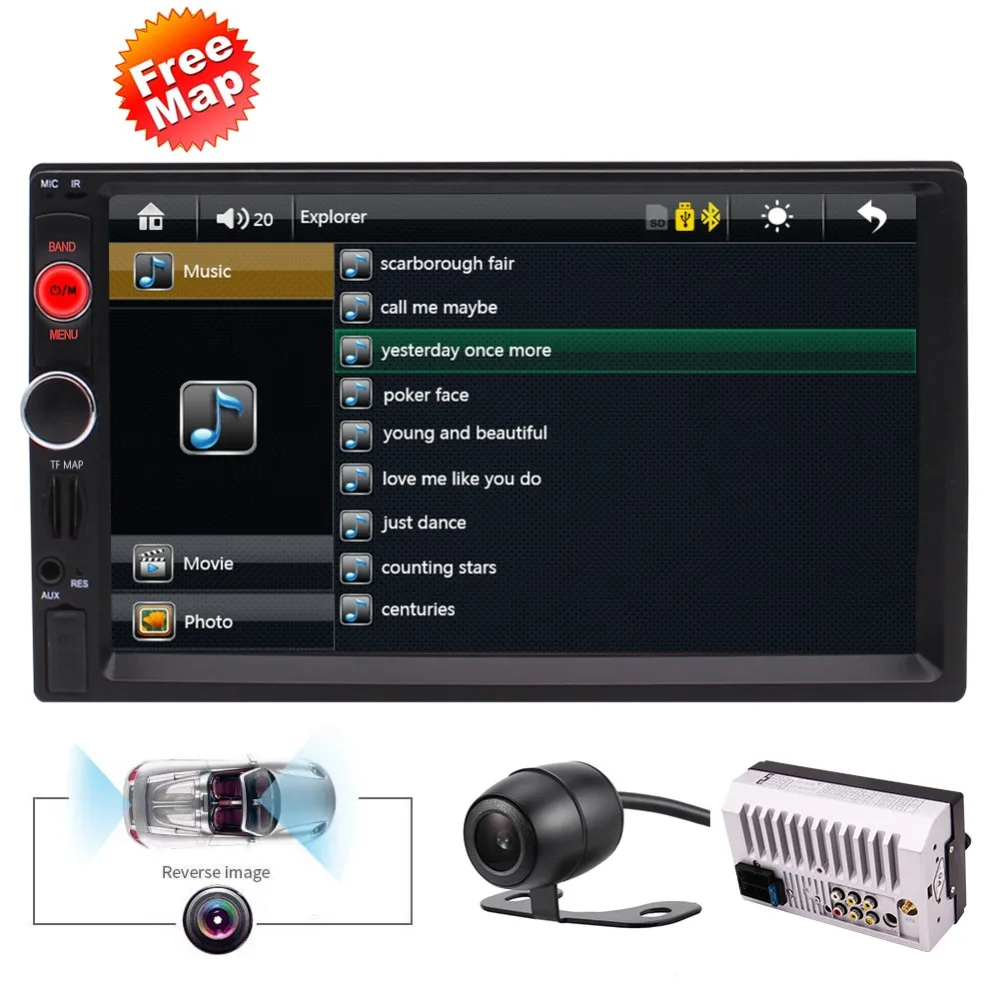 

Car Stereo 7 Inch Big HD Capacitive Touch Screen 1080P Movie Player Bluetooth Hands-Free Dash FM Radio Receiver GPS Navigation