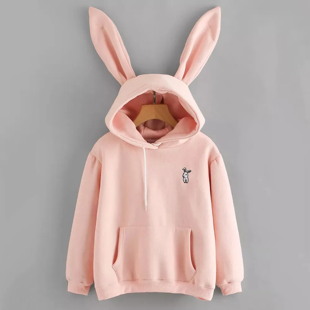 

Womens Long Sleeve Rabbit Hoodie Sweatshirt Pullover Tops Blouse