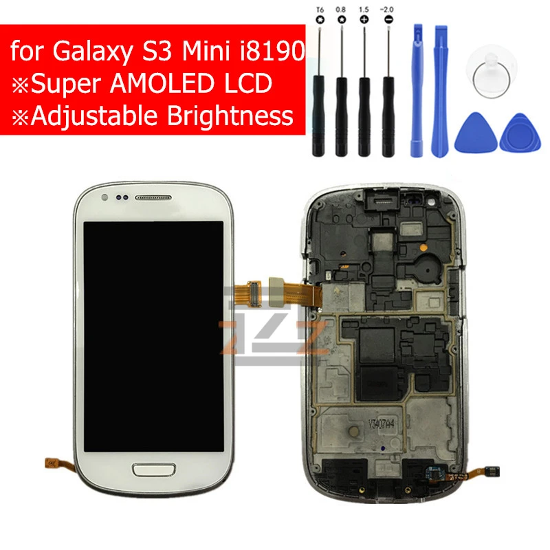 ЖК дисплей с рамкой для Samsung Galaxy S3 Mini сенсорный дигитайзер в сборе запчасти I8190 i8190N