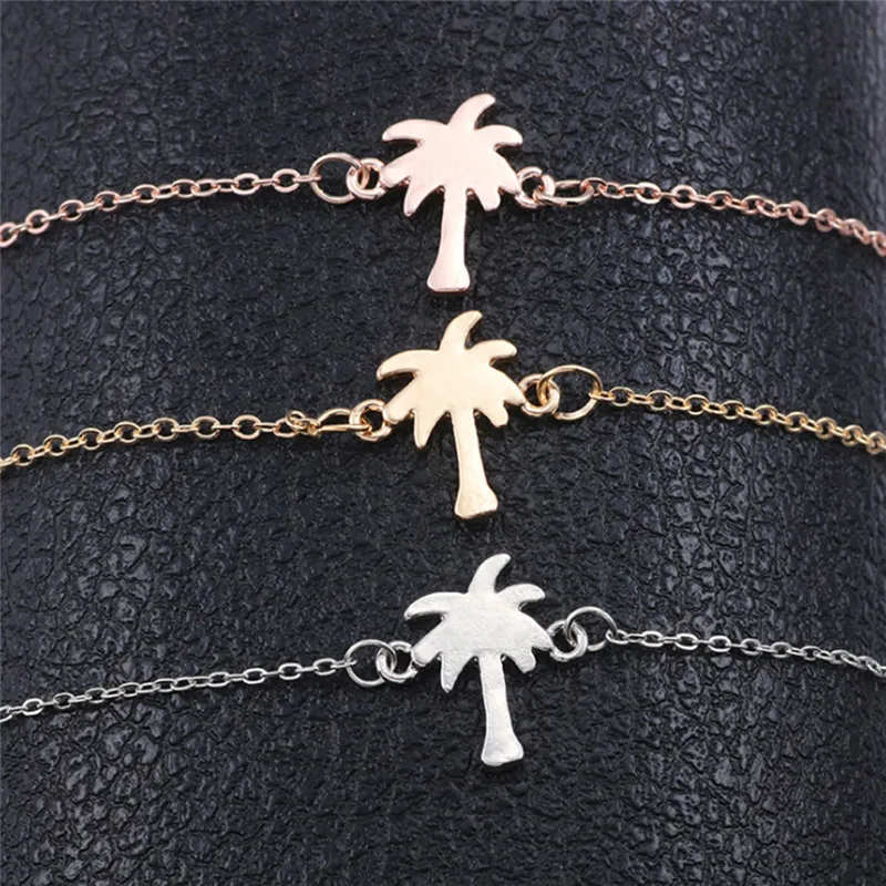 

Palm Tree Bracelet For Women Men Silver Gold Color Charm Jewelry Chic Coconut Tree Bracelet Friendship Femme Beach Gifts