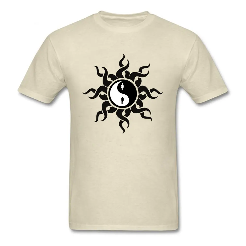 Tribal Yin Yang Man Woman T Shirt Print Short Sleeve Plain Crewneck 100% Cotton Tops & Tees Party T Shirt for Men Labor Day Tribal Yin Yang Man Woman beige