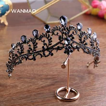 

Baroque upscale black bridal crowns tiaras bride ornaments rhinestone boutique headwear handmade crystal wedding headwear HD117