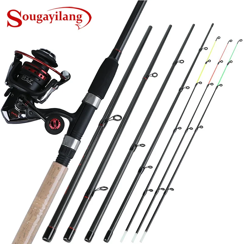 

Sougayilang 6 Section M Power Carbon Fiber Spinning Fishing Rod with 13 +1BB Carp Fishing Reel Spinning Reel Combo Pesca