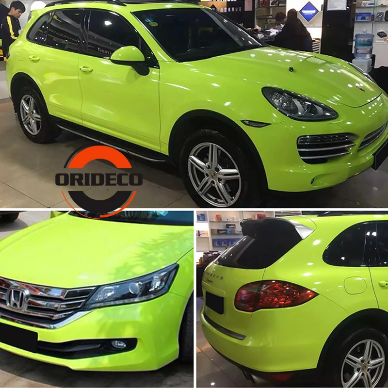 light green highly glossy vinyl car wrapping 1