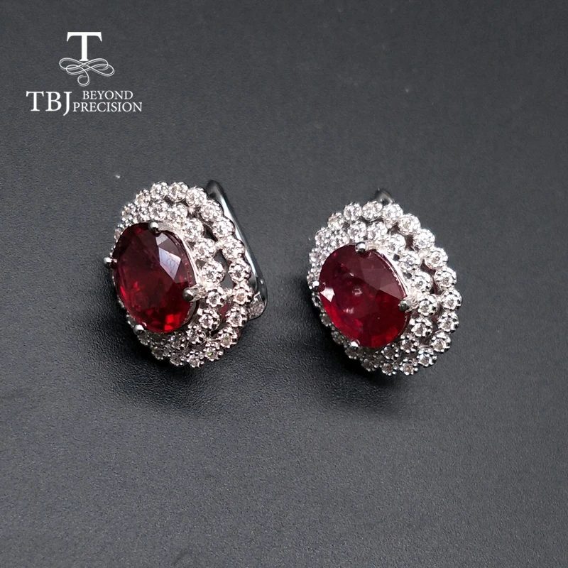 TBJ,925 sterling silver natural good color ruby classic clasp earrings anniversary best gift for mother or wife fine jewelry