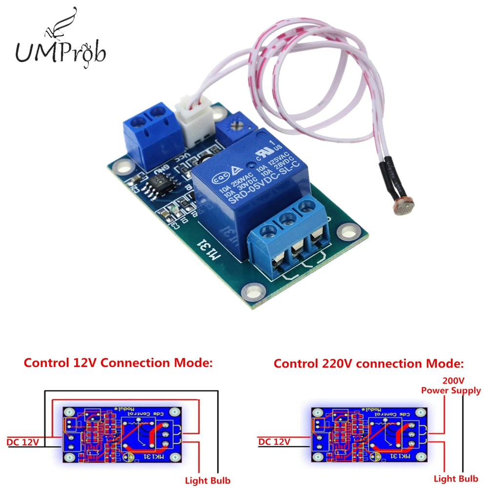 

XH-M131 DC 5V / 12V Light Control Switch Photoresistor Relay Module Detection Sensor 10A brightness Automatic Control Module