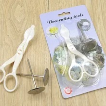 Инструменты для выпечки, 2 набора, инструменты украшения, набор ножниц, ножницы для ногтей, крем в форме цветка булавка цветок, лопатка для переноски