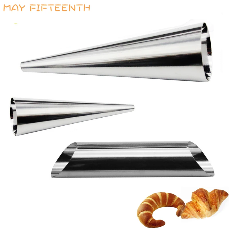 

3pcs Spiral Bake Crescent Roll Croissant Mould Pastry Cake Mold for Cream Horns Chocolate Cones Baking Accessories Tools 038