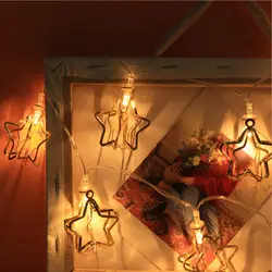 10 светодиодов лампы с тематикой из сказок пятиконечная звезда декоративная светящаяся гирлянда металлический подвесной фонарь домашние