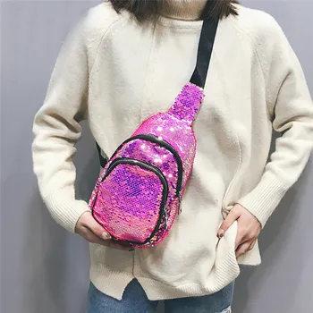 

2019 Fashion Change Colors Small Women Leather Crossbody Bag For girl Shoulder bag Sequined Messenger bag Clutch Handbag Purses