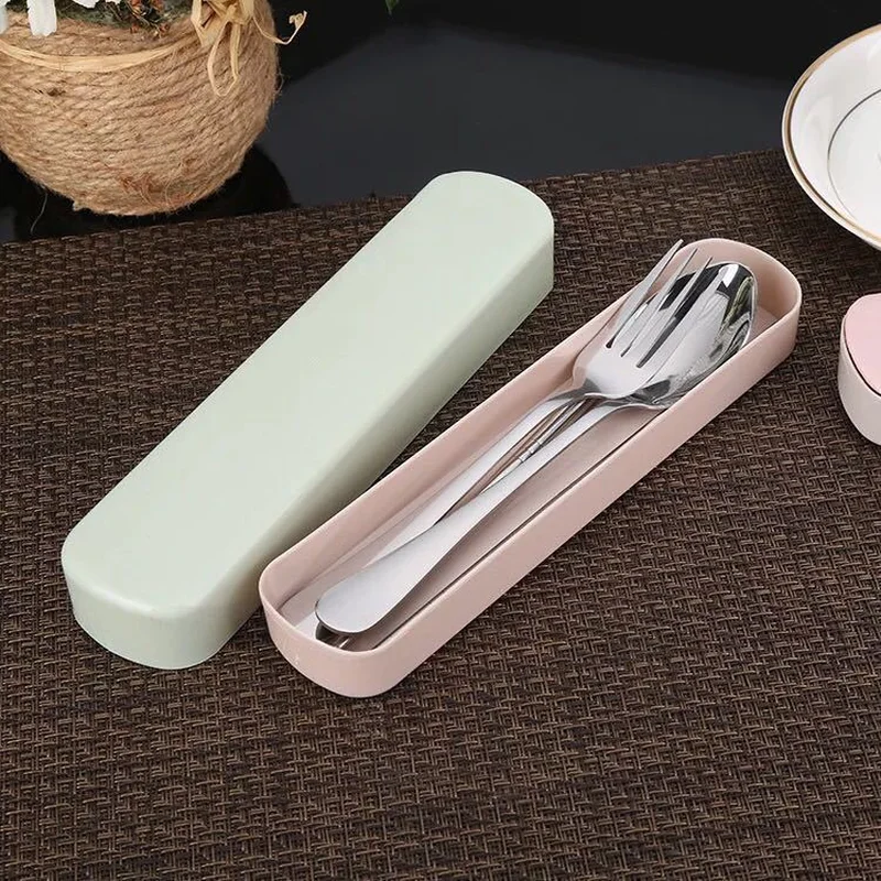 

3 PCS / Set Stainless Steel Cutlery Creative Gift Portable Dinnerware Knive + Spoon + Chopstick with Box Outdoor Tableware