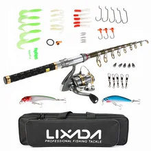 Lixada 1,5/1,8/2,1/2,4 М телескопическая удочка Катушка комбо полный комплект Спиннинг Рыболовная катушка линия приманки Шестерни Организатор полюс набор песка