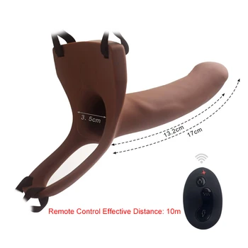 10 Speed Remote Control Hollow Strapon Dildo Vibrator for Men Big Silicone Male Penis Extension Strap on Dildo with Harness 2019 2
