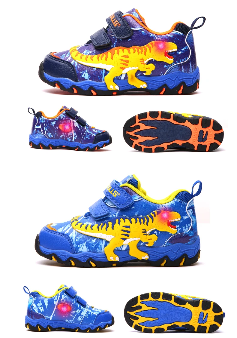 Dinoskulls/детская обувь с подсветкой для мальчиков; Повседневные детские кроссовки с 3D динозавром; светильник; ; кроссовки для маленьких мальчиков; светящаяся спортивная обувь