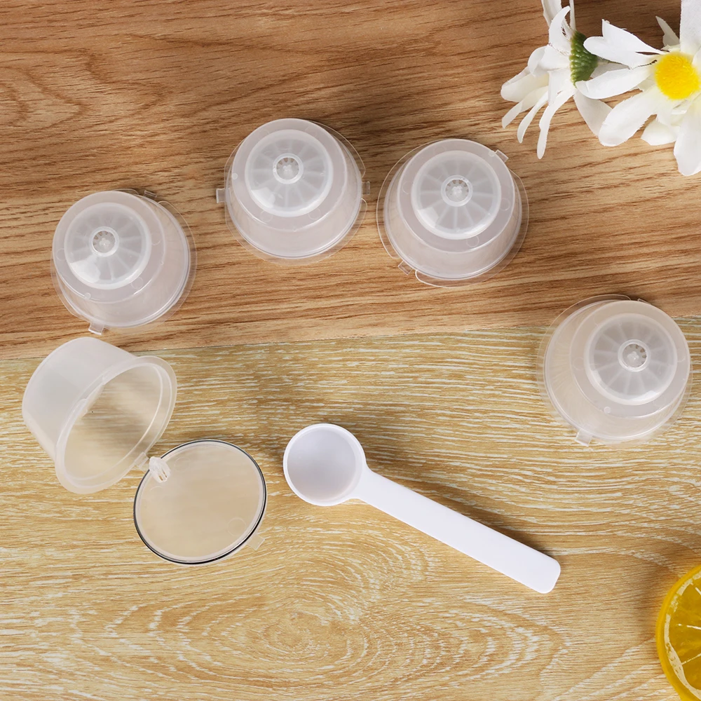 

1/4Pcs New Practical Transparent Refillable Coffee Capsule Spoon Cup Reusable Filter For Dolce Gusto Nescafe Coffeeware