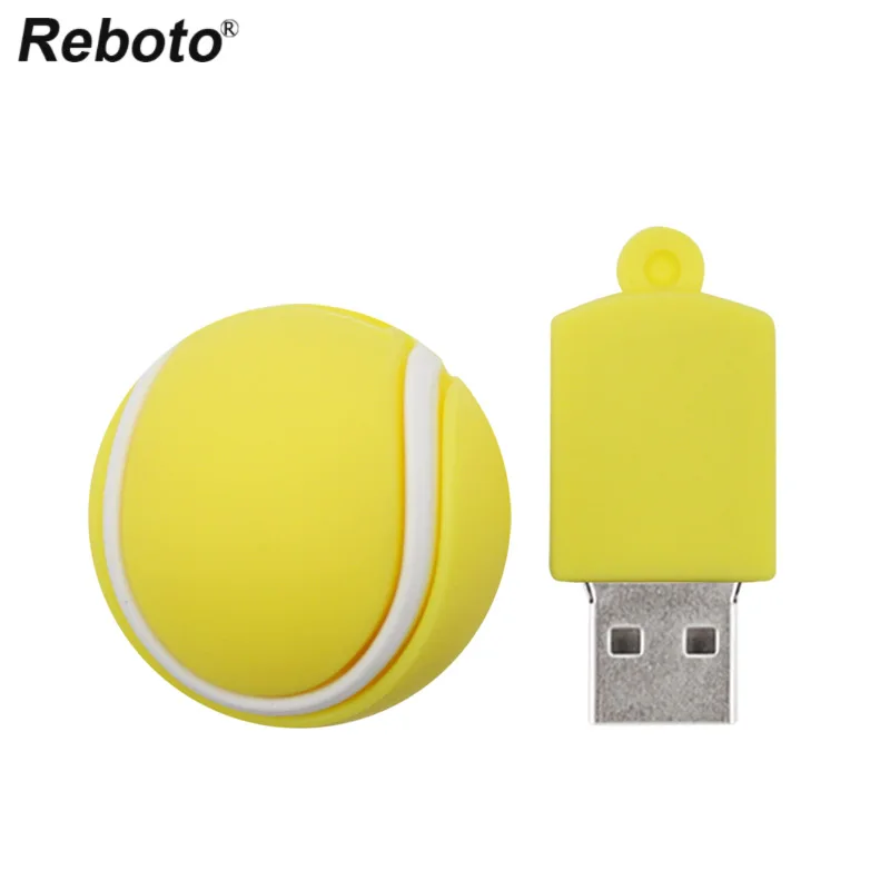 USB 2.0 Reboto Yellow Ball USB Flash Drive 32GB 16GB 64GB Pen Drive 8GB 4GB Cute Cartoon Baseball Pendrive Mini Memory Stick
