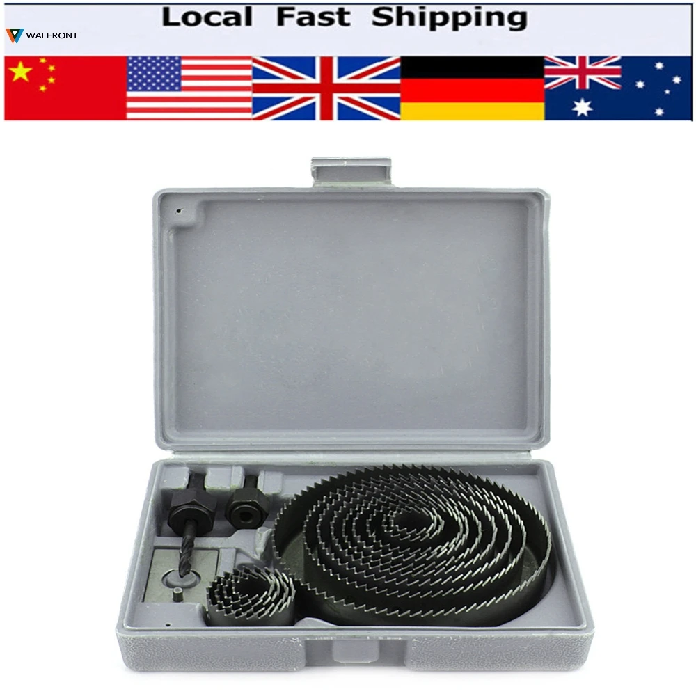 

16pcs/set Carbide Drill Bits Wood Drills Tapper Hole Saw Set 19,22,25,32,38,44,51,64,76,89,102,127mm Holing Tools Woodworking