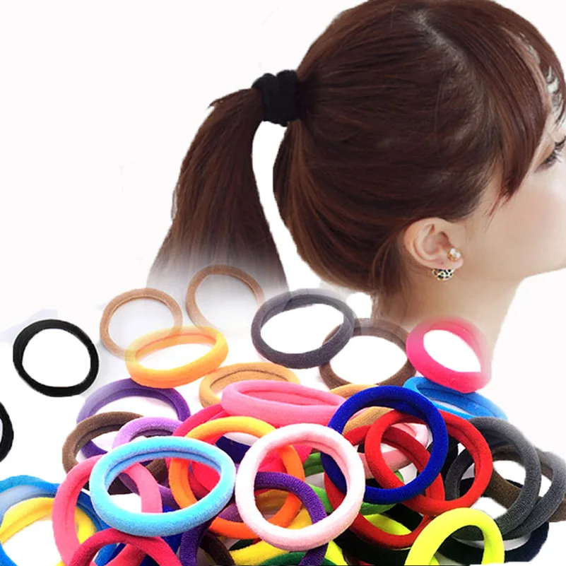 

10Pcs Women Girls High Elasticity elastic candy color Rolled Towel Hair Rope Candy Solid Color Rubber Band Ring Ponytail Holder