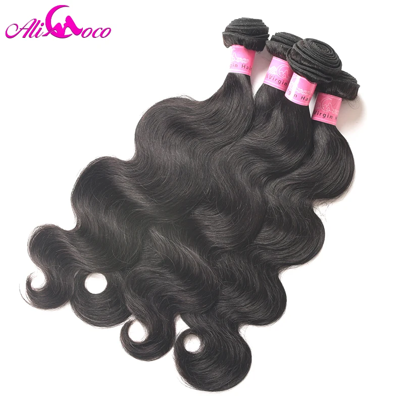 Ali Coco Peruvian Body Wave 4 Bundles With Closure 5 Pieces/lot 100% Human Hair Bundles With Closur