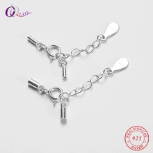 925 коннекторы из стерлингового серебра 1,5-2,0 мм серебряные застежки и крючки кожаная веревочная пряжка с хвостом 25 мм цепочка для ожерелья и браслетов