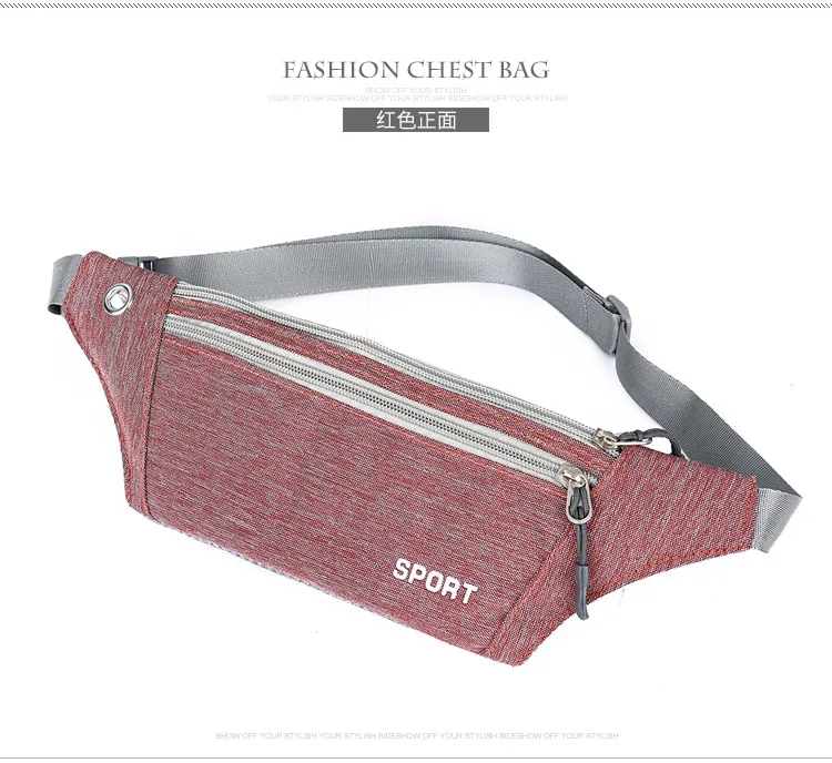 Спортивная сумка для бега, поясная сумка, дорожный денежный пояс на молнии, походный кошелек - Цвет: Красный