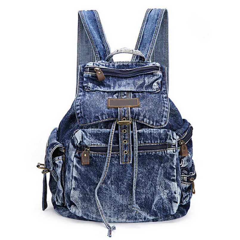 Hot Sale font b Womens b font fashion denim font b Backpack b font Casual Travel