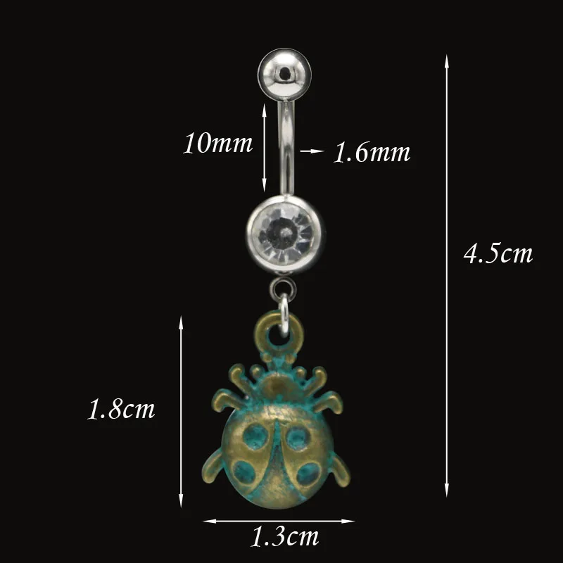Fashion Lovely Lady Bug Dangle Belly Button Ring Navel Piercing Bar Piercing Ombligo Nombril Body Jewelry For Women Girls New3
