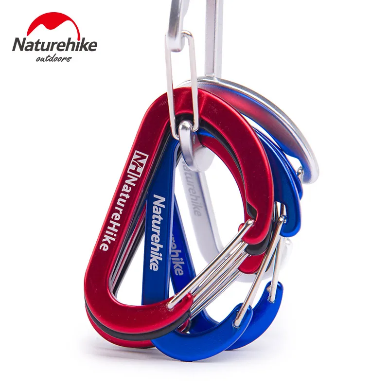 

Naturehike Aluminum D Ring Shape Carabiner Lock Buckle Super-handy Spring Snap Key Chain Clip Hook for Camping Hiking Backpack
