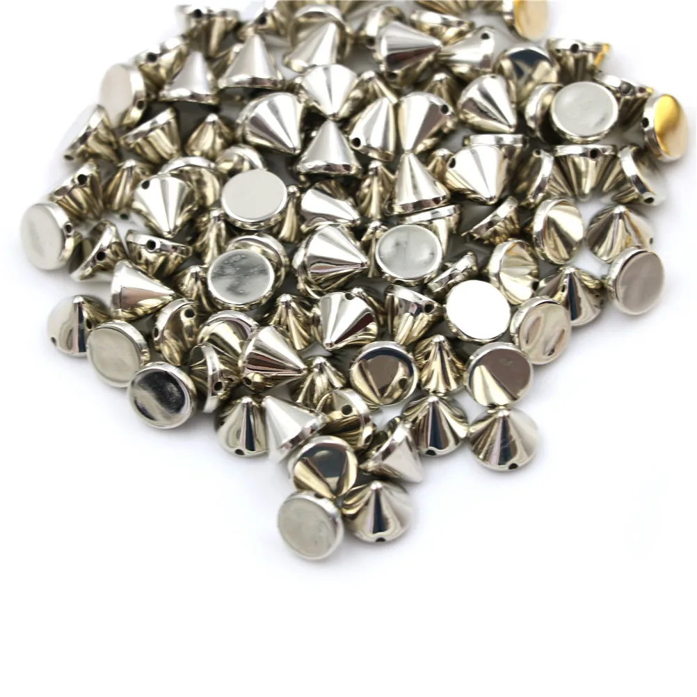 100 Pcs/lot Gold Silver Sew on Spike Rivet Studs Nail Punk Rock For Bags Dress Clothes DIY Bead Crafts Riveting Garment Wedding