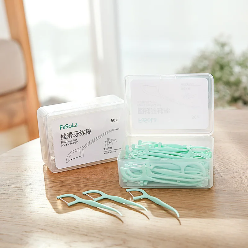 

AMSIC 50pcs/lot Dental Flosser Sticks Water Floss Teeth Stick Tooth Pick Interdental Brushes Teeth Clean Toothpick Flosser Tool