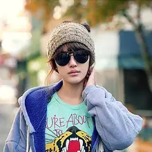 Женская зимняя однотонная теплая вязаная шерстяная головная повязка шерстяная шапочка-тюрбан ручная работа многоцелевая шапка Skullies Snap