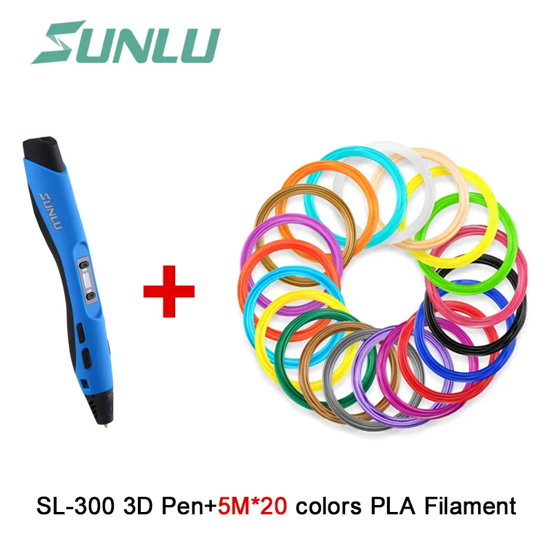 SUNLU SL-300A интеллектуальная 3d Ручка с контролем скорости и регулируемой температурой для взрослых 3d Ручка - Цвет: Blue Pen 100m PLA