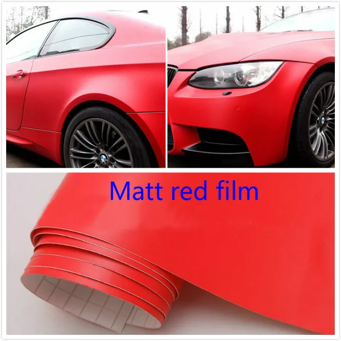 

10cm x 152cm Matt red Vinyl Wrap Self Adhesive Air Release Bubble Free Car Styling Membrane Sticker Decal Film