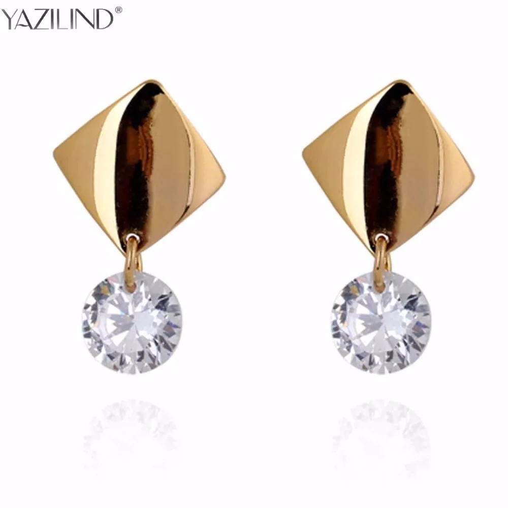Christmas Fashion Gold Color Square Big Stud Earrings for Women Big