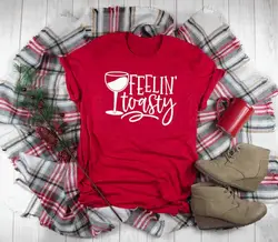 Топ унисекс с рождеством, красная одежда, футболка с надписью «Feeling Toasty Christmas», винтажный топ со стеклянной графикой