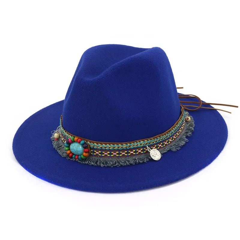 

Women Jazz Caps Hats Bohemia Style Woolen Hats for Spring Summer Beach BB55