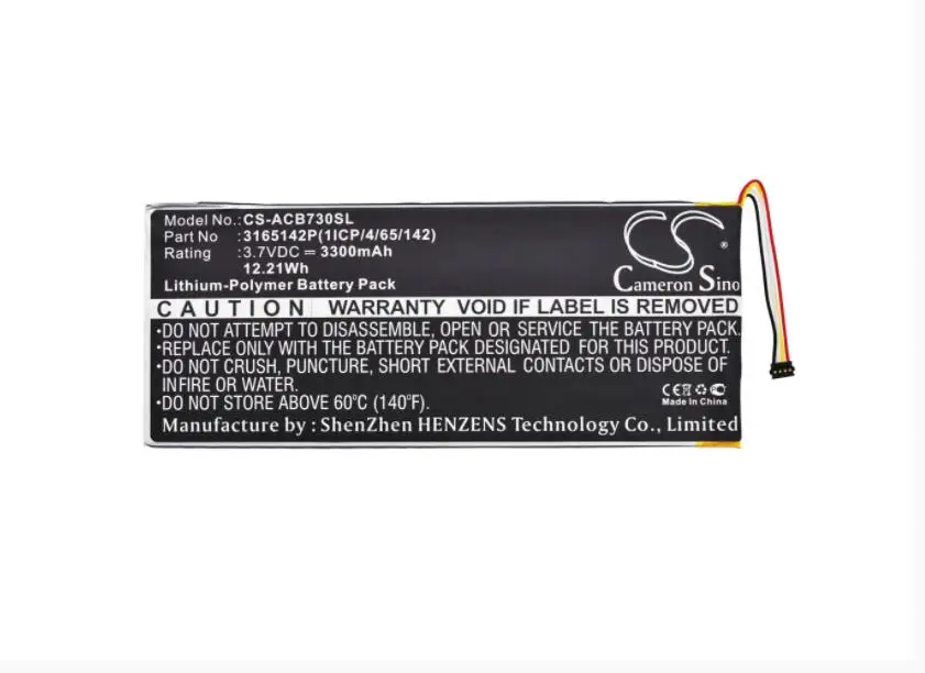 Батарея ameron Sino 3300mAh для ACER A1402 Iconia One 7 B1 730 730HD 3165142P (1ICP/4/65/142) KT.0010F. 001|Цифровые