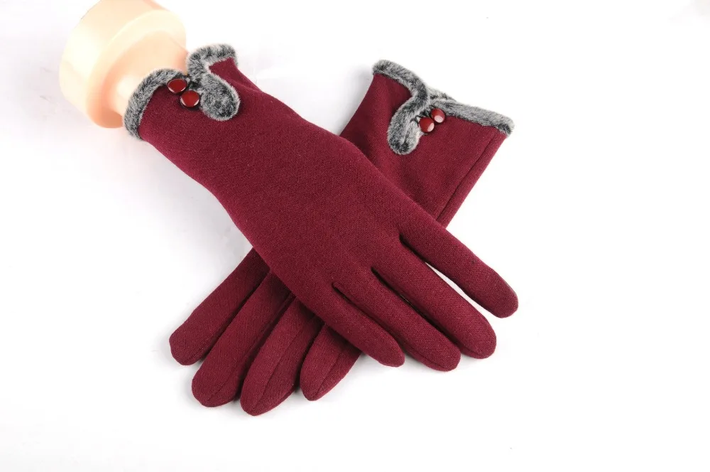 Новинка, женские бархатные теплые перчатки, элегантные женские осенне-зимние Утепленные перчатки, женские модные серые и винные однотонные перчатки на запястье