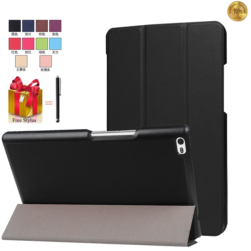 

Case For Lenovo Tab 4 8.0 TB-8504F Slim Flip Cover for Lenovo Tab 4 8.0 8 inch Tablet 3 Fold Stand Leather Fundas Shell+Stylus