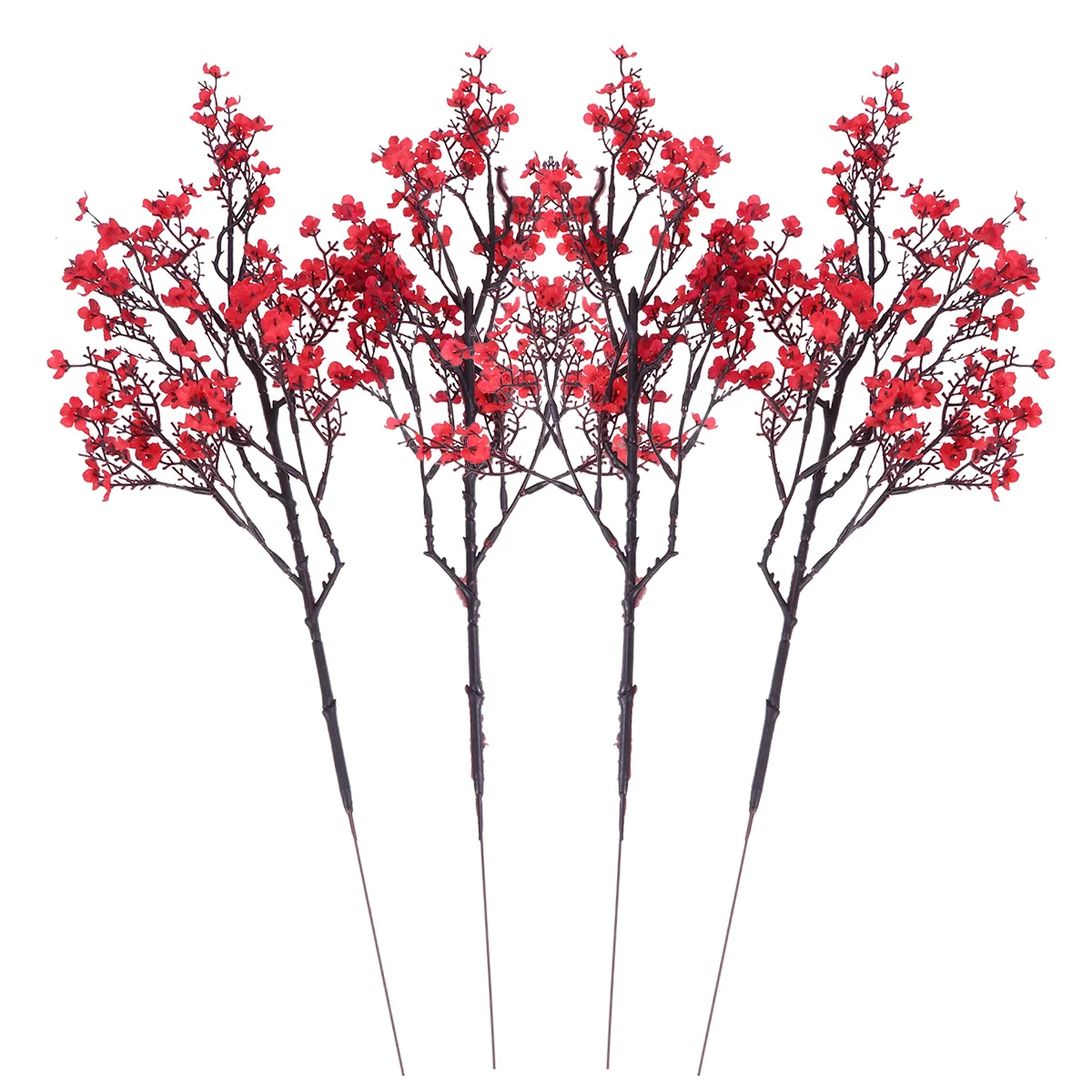 4 Pcs Bouquets Artificial Lifelike Plant Bouquet Decorative Artificial Bouquets for Garden - Цвет: Red