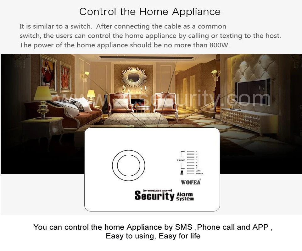 Wofea IOS и android приложение управление 7 беспроводной и 3 проводной зоны домашней безопасности gsm сигнализация w проводной датчик движения и дверной контакт