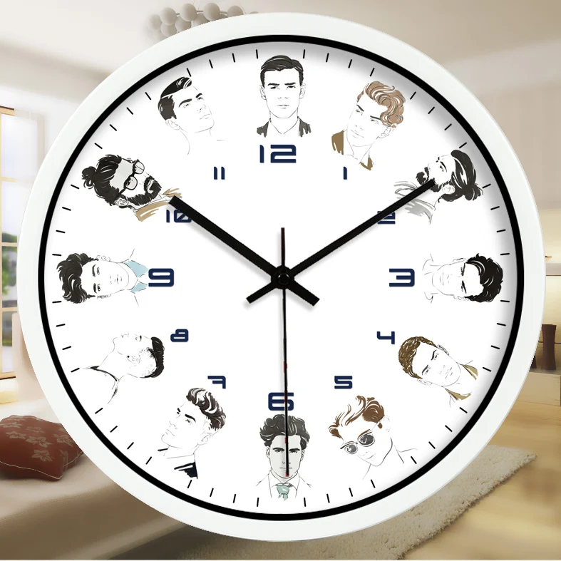 8 Inch Black and White Salon Clock Record Beauty Store Vintage Wall