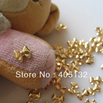 

MD-578 3D 50pcs/bag Nail Decoration Metal Gold Bow Metal Nail Art Decoration