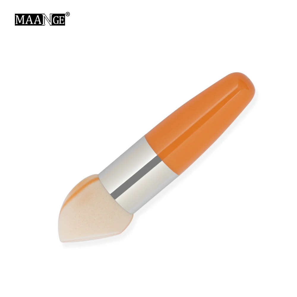MAANGE 1 шт. губка для макияжа лица, косметическая пудра, тональный крем, консилер, гладкая мягкая Кисть для макияжа, инструмент с ручкой - Цвет: B-orange