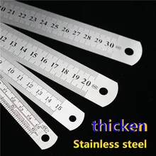 Pie de costura de 15-30cm, regla recta de Metal de acero inoxidable, herramienta de regla de doble cara de precisión