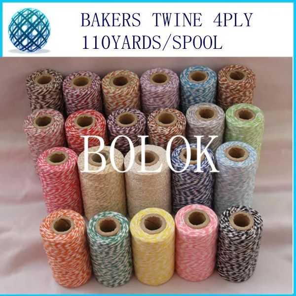 

6pcs/lot color thin Bakers twine (110Yards/spool)divine twine, cotton twine 22kinds color you can choose by free shipping