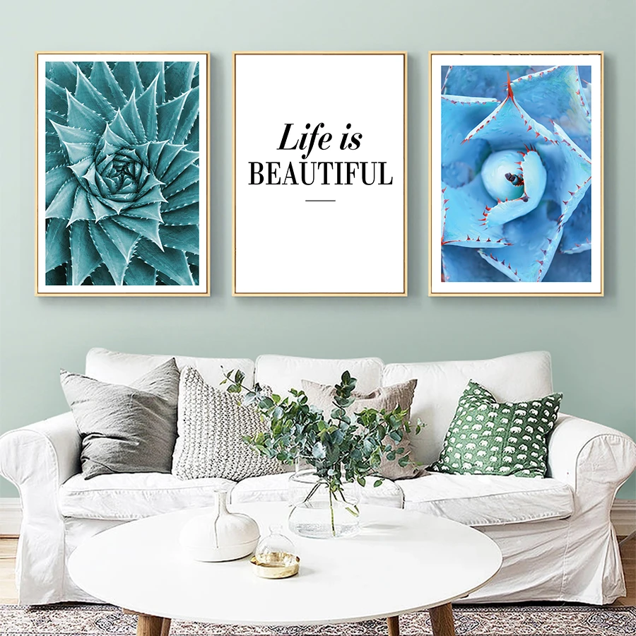 1 - Succulent Plant Aloe Art Prints Nordic Green Style Painting Wall Picture Printable Cactus Wall Art Posters for Living Room Decor