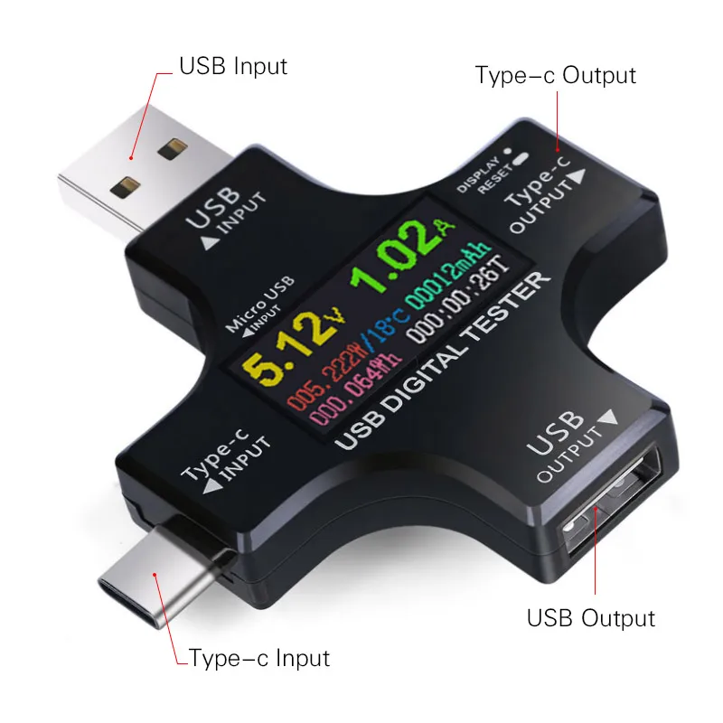 Para APP USB 3.0 Tipo-C PD DC5.5 5521 voltaje del amper/ímetro del volt/ímetro del probador de la resistencia del cable medida carga de la bater/ía medidor de corriente,UD18