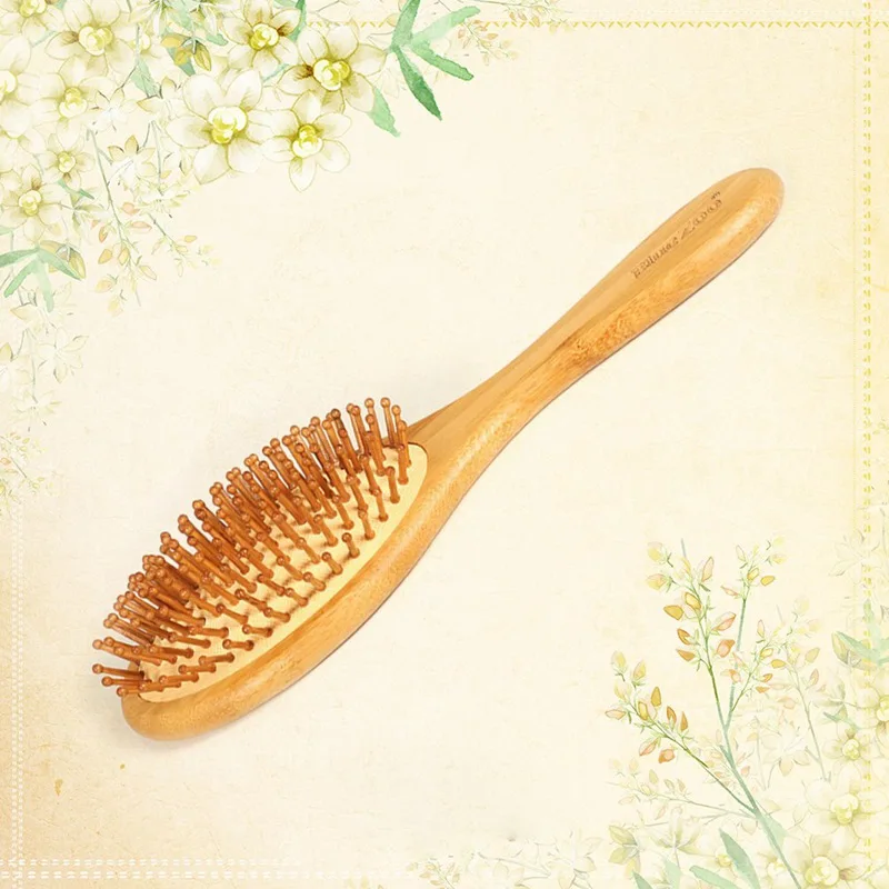 Подушка Щетка для волос бамбуковая подушка безопасности Расческа Detangle Anti-frizz Hairbush массаж головы Расслабление способствует циркуляции крови