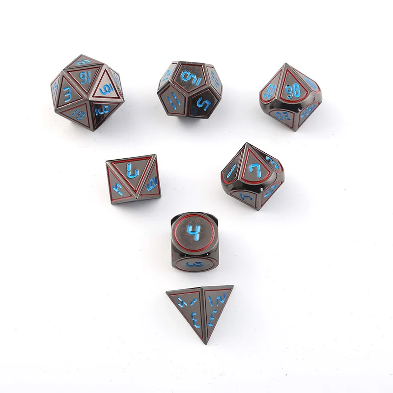 Rpg Dobbelstenen Metalen Dnd многогранные наборы Dados Подземелья и Драконы алюминиевые Blauw кубики D20 10 12 6 Tafel Games Transparan